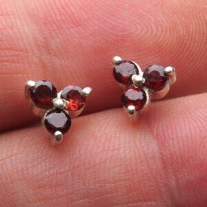 *925 Sterling Silver Genuine Garnet Earring Studs